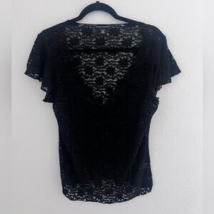 Banana Republic Black Plus Size Lace Sheer Top Size X Large